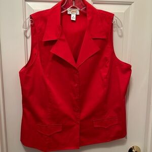 Red Talbots sleeveless top in vibrant red.